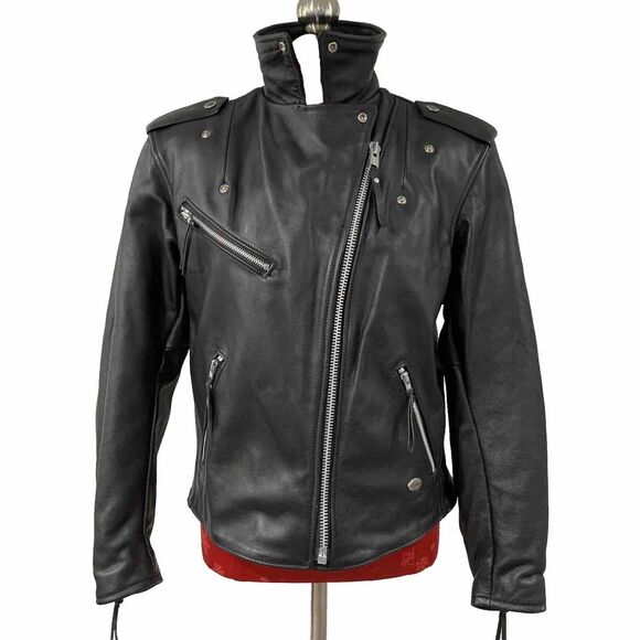 Harley Davidson Black Leather Jacket Womens Size M Biker Bomber Moto Classic USA - Picture 10 of 15